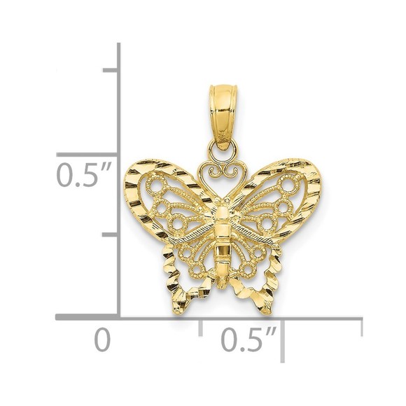 10K Diamond-cut Butterfly Pendant - Picture 2 of 4